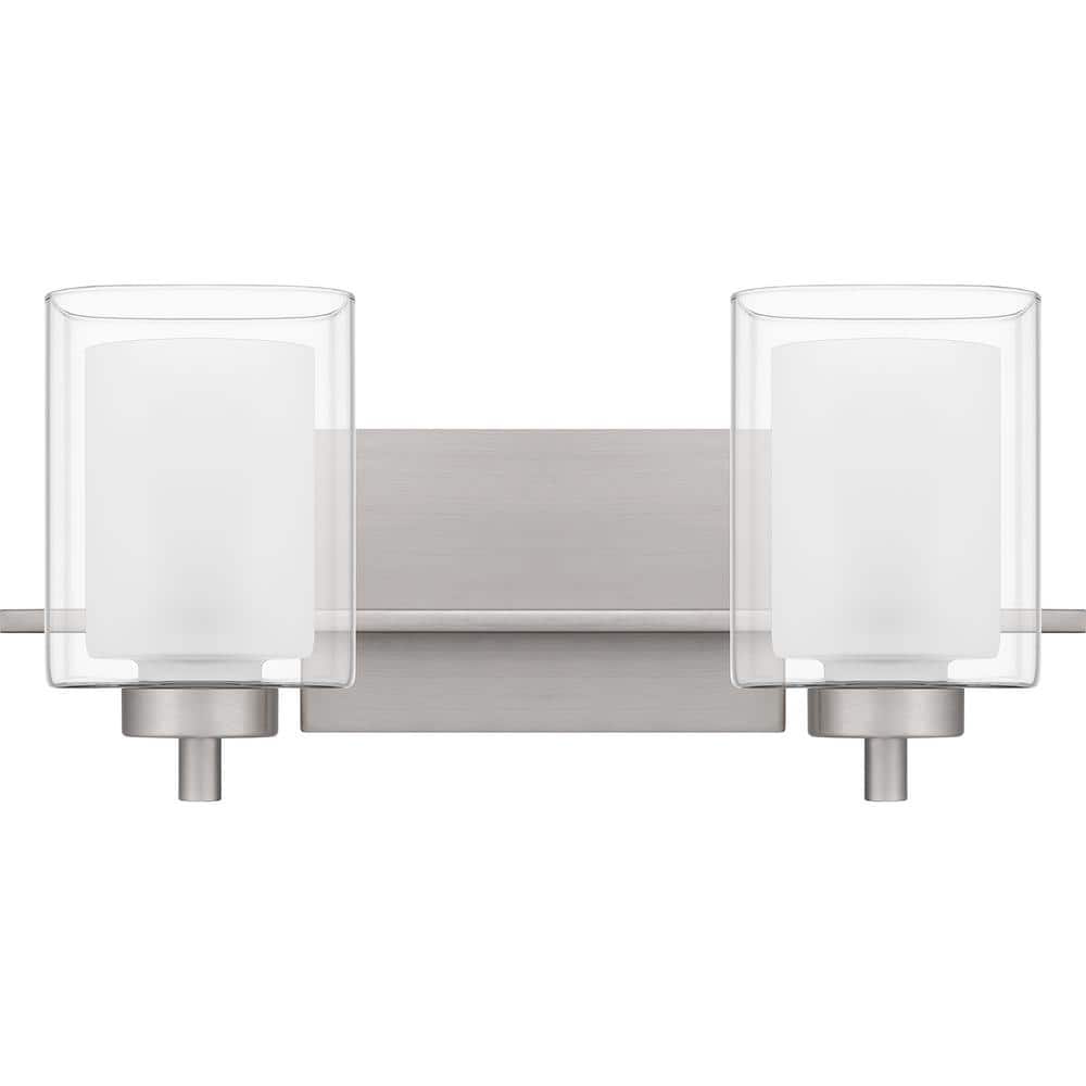 Kolt Brushed Nickel 2-Light Dimmable Vanity Light with Frosted Glass Shades