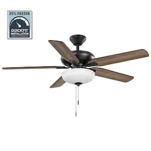Holly Springs 52 in. Indoor Matte Black LED Ceiling Fan with Light, Downrod and Reversible Blades Included