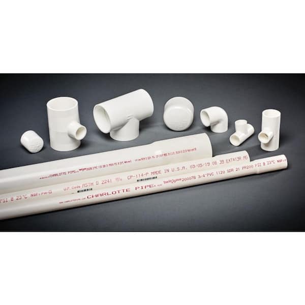 Charlotte Pipe 3/4 in. x 3/4 in. x 1/2 in. PVC Schedule 40 S x S x S  Reducing Tee Fitting PVC024004000HD - The Home Depot