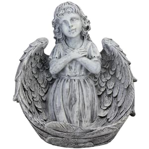 16 in. Decorative Angel Child Wrapped in Wings Religious Outdoor Garden Statue
