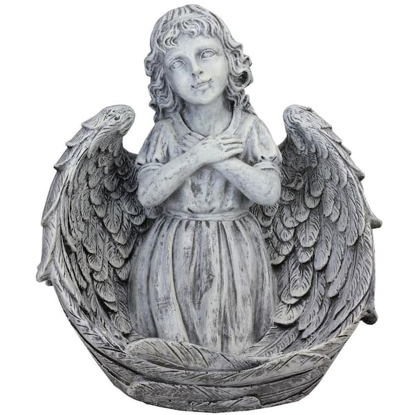 Northlight 16 in. Decorative Angel Child Wrapped in Wings Religious Outdoor Garden Statue