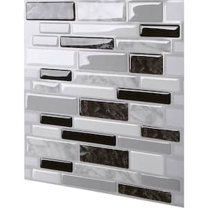 Polito Black & White 10 in. W x 10 in. H Peel and Stick Self-Adhesive Decorative Mosaic Wall Tile Backsplash (10-Tiles)