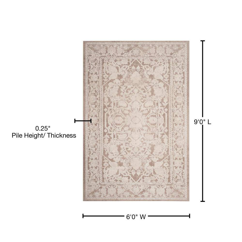 Elegant Floral Charm Beige & Cream 6' x 9' Cotton Blend Area Rug