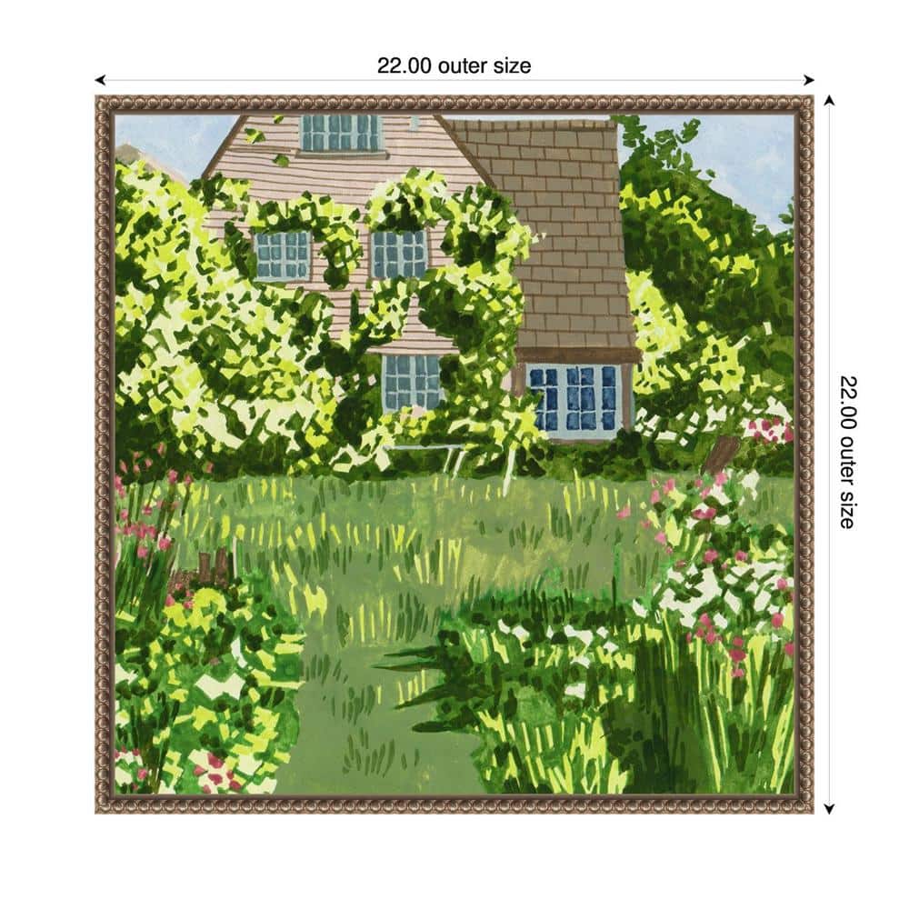 Melissa Wang Green Cottage Garden Canvas Print with Bronze Frame