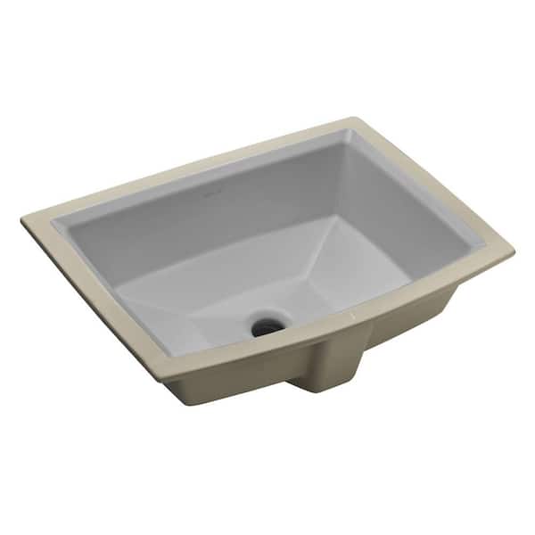 KOHLER Archer 20 in. Vitreous China Undermount Bathroom Sink in Ice Grey with Overflow Drain