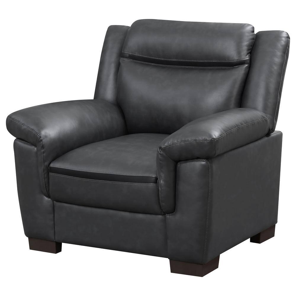 Contemporary Gray Stripe 39'' Faux Leather Armchair