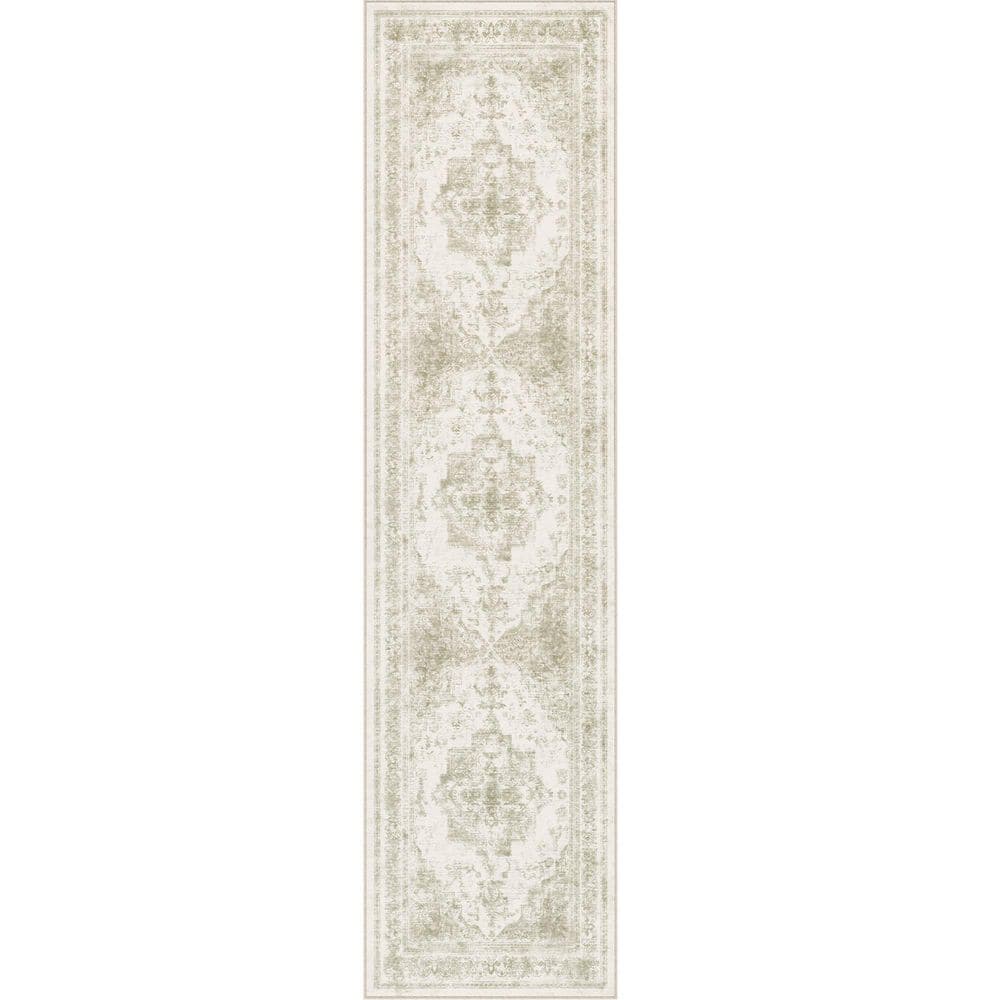 Persia Light Gray 2 ft. x 8 ft. Vintage Medallion Distressed Runner Rug price history on PriceWatchPro