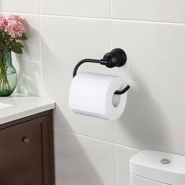 Wall Mounted Bathroom Accessories Toilet Paper Holder, Bath Toilet Tissue Holder in Black (2-Pack)