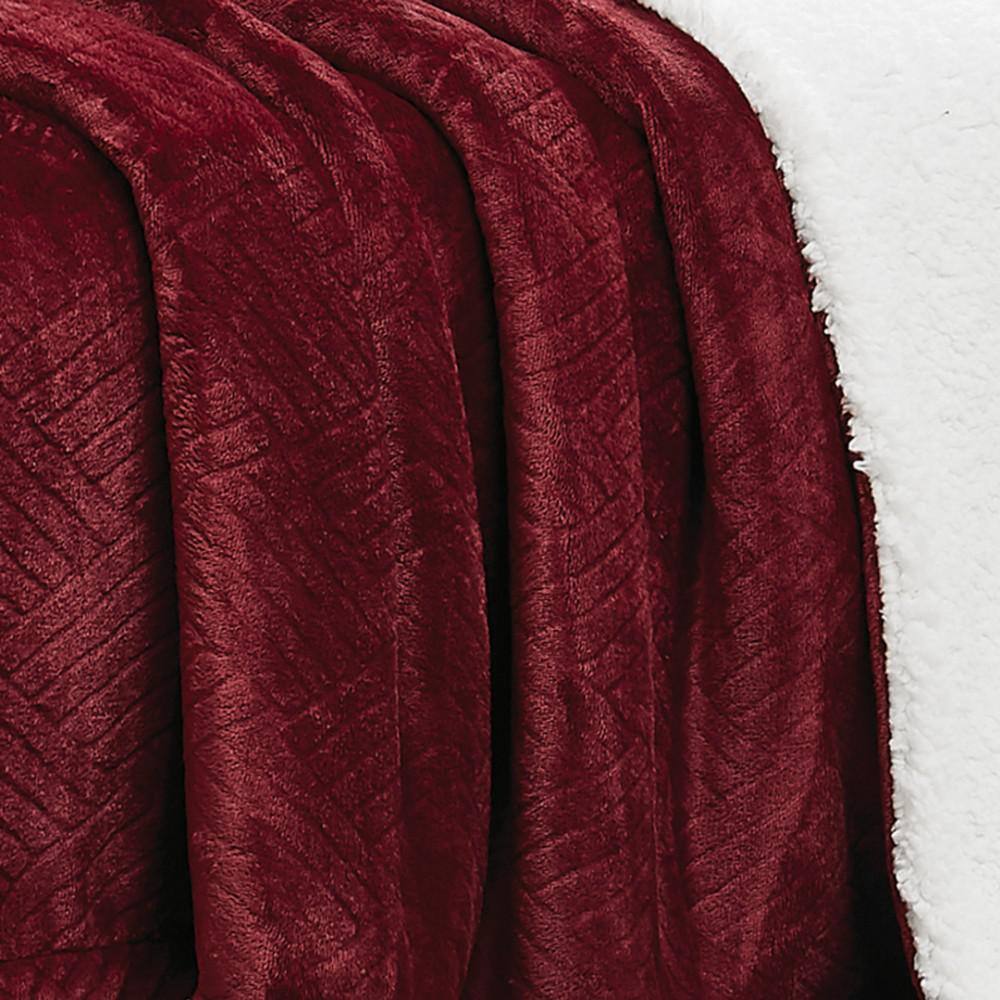 Red Reversible Faux Fur and Sherpa Throw Blanket 50x70