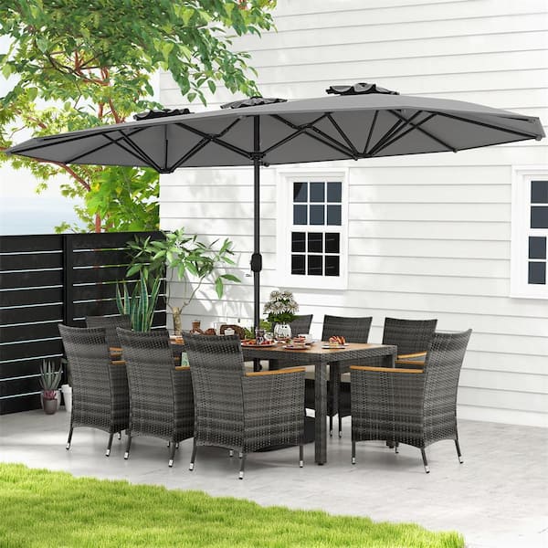 grey patio set with umbrella PHI VILLA Furniture for 4,Swivel Mesh Dining Chairs Canora Grey Cushion Color Grey All Weather Outdoor Dining