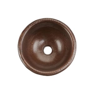 Self-Rimming Small Round Hammered Copper Bathroom Sink in Oil Rubbed Bronze