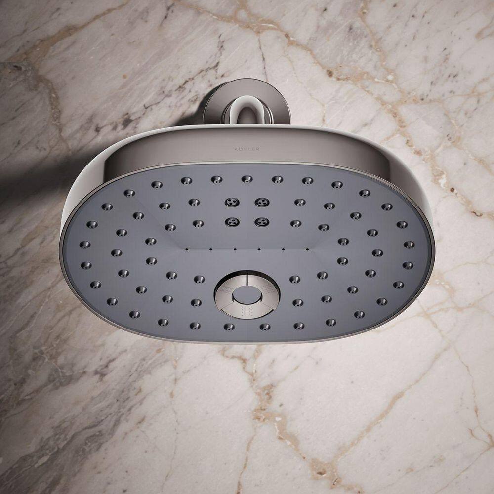 Vibrant Titanium Oval Multifunction Wall Mounted Showerhead