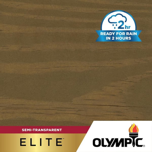 Olympic Elite 1 gal. ST-2009 Dark Ash Semi-Transparent Exterior Stain and Sealer in One Low VOC