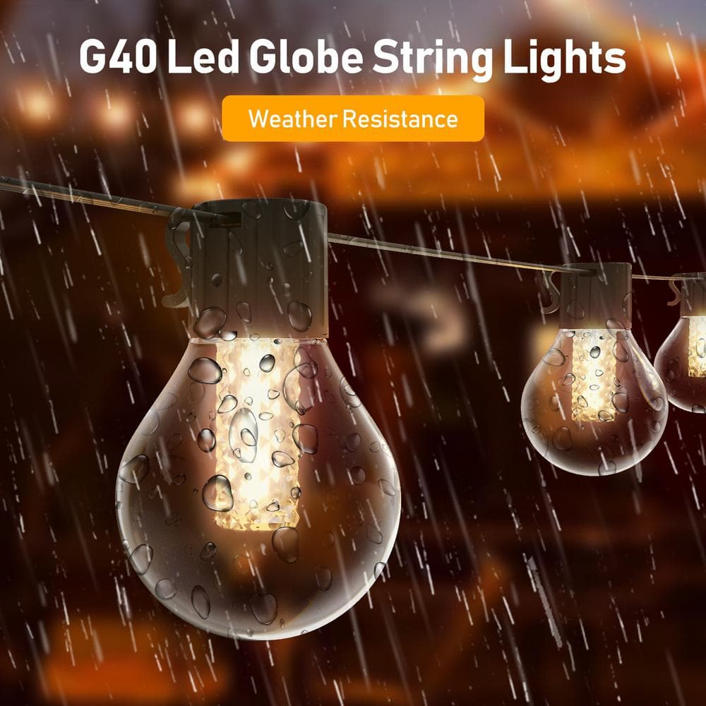 100ft Warm White LED Globe String Lights with Dimmer and Bluetooth Control