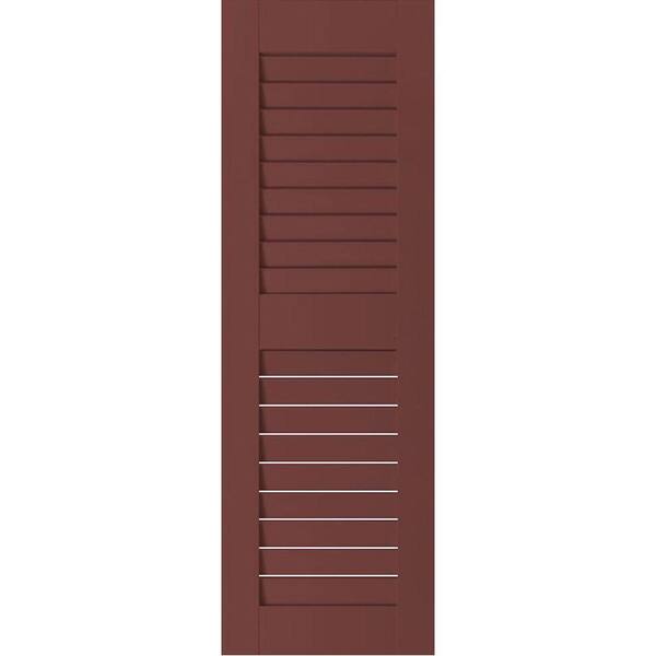 Ekena Millwork 15 in. x 30 in. Exterior Real Wood Pine Open Louvered Shutters Pair Cottage Red