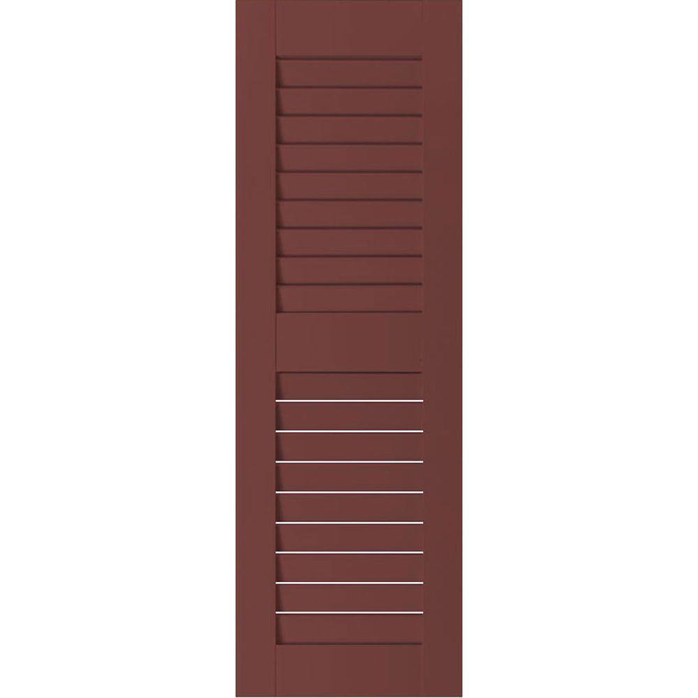 18 in. x 46 in. Exterior Real Wood Pine Louvered Shutters Pair Cottage Red price history on PriceWatchPro