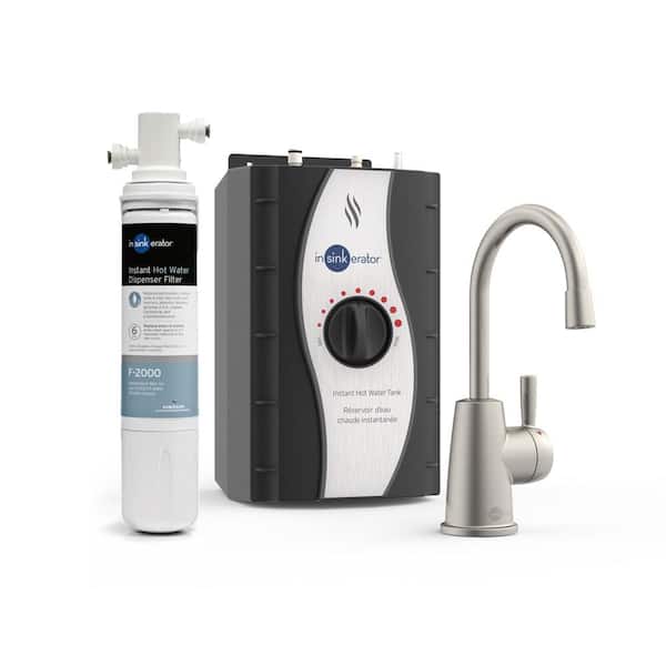 InSinkErator HOT250 Instant Hot Water Dispenser, Single-Handle Faucet in Satin Nickel with Tank and Premium Filtration System