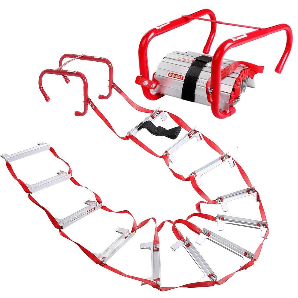 15 ft. 2-Story Emergency Fire Escape Ladder with Anti-Slip Rungs, 990 lb. C