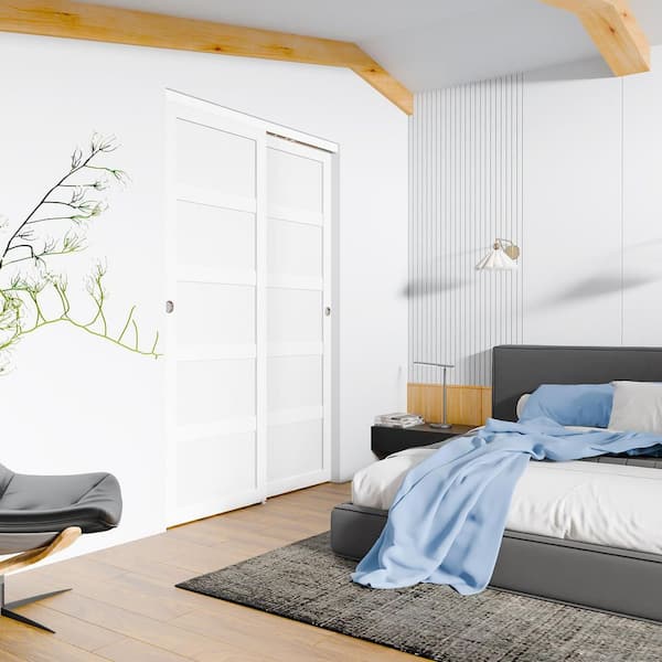 BH BARNER HOME 120 in. x 80 in. 5-Panel White PVC Covering MDF