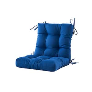 L40"xW20"xH4"Outdoor Chair Cushion Tufted Outdoor Cushion Seat and Back Floral Patio Furniture Cushion w/Tie in Blue