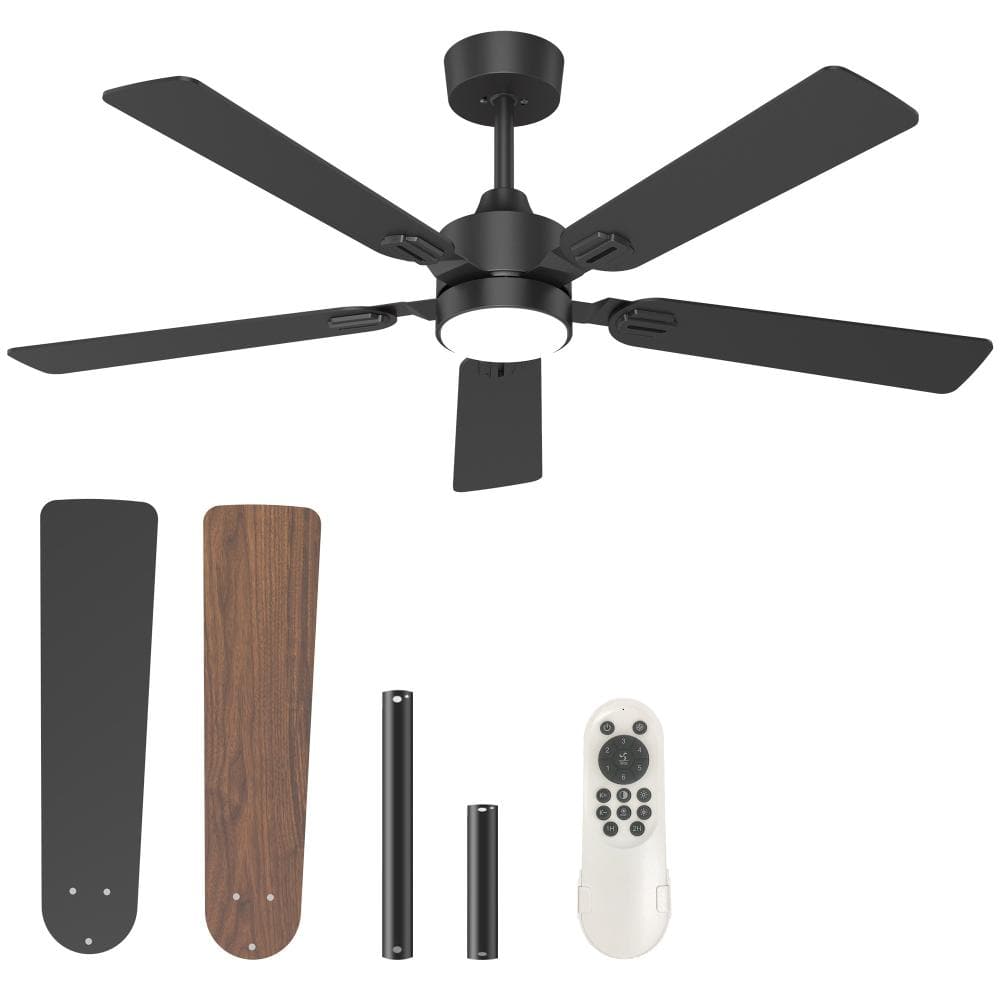 52 in. Sleek Black LED Ceiling Fan with Dimmable 3-Color Light, Remote Control, Reversible Motor, 6 Speeds, Indoor price history on PriceWatchPro