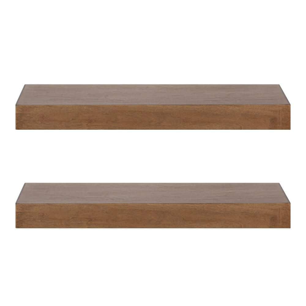 Havlock 30" Rustic Brown Solid Wood Floating Wall Shelves
