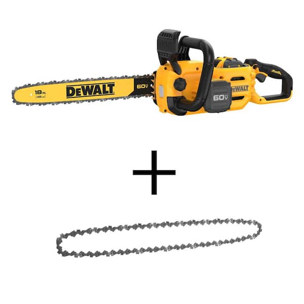 DEWALT 60V MAX 18in. Brushless Battery Powered Chainsaw Kit with (1) FLEXVOLT 3Ah Battery, Charger & Chain (62 Link)