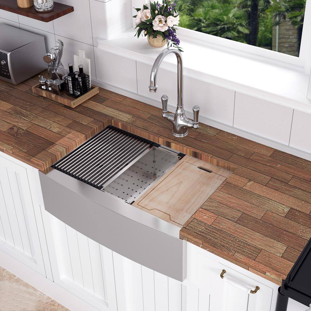 30'' Stainless Steel Farmhouse Single Bowl Kitchen Sink with Accessories