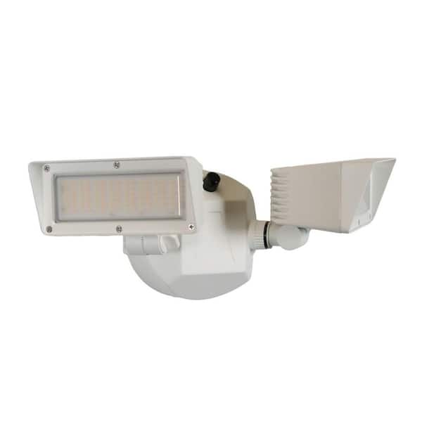 3400 Lumen White Aluminum Dusk to Dawn Integrated LED Rectangular Floodlight