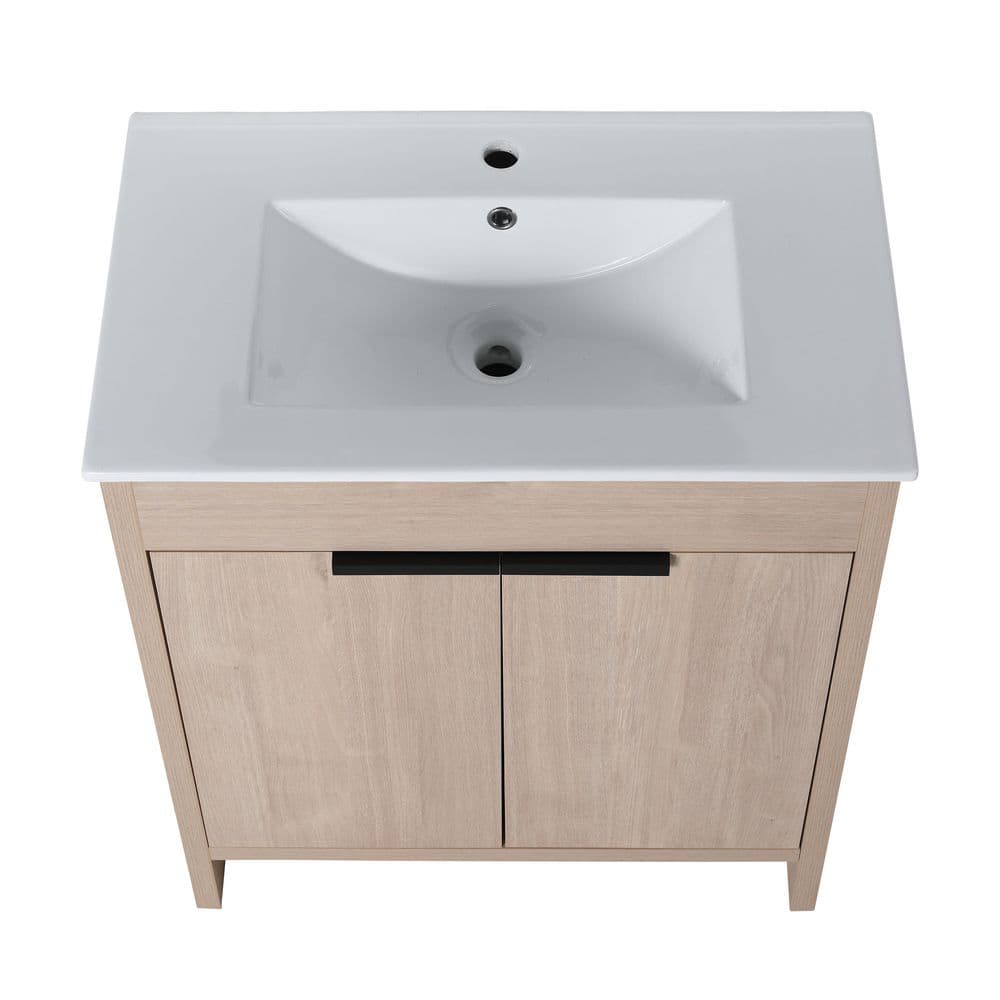 30 in. Single Sink Freestanding Brown Bath Vanity with White Ceramic Sink Top price history on PriceWatchPro