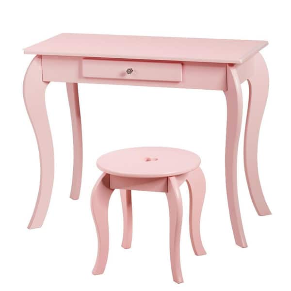 Costway Pink Kids Dressing Play Table Set QD-64-A356N1 The Home