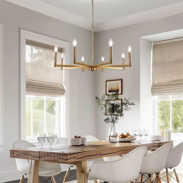 8-Light Modern Gold Chandelier with E12 Sockets, Modern Hanging Ceiling Light for Dining Room, Kitchen Island