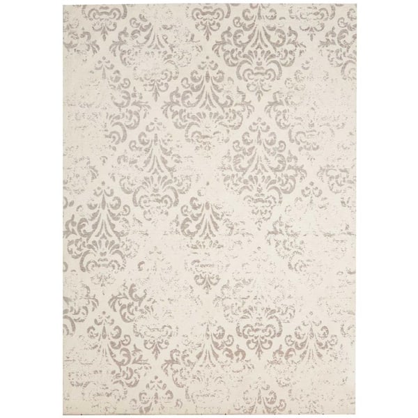 Nourison Damask Ivory 5 ft. x 7 ft. Oriental Vintage Area Rug