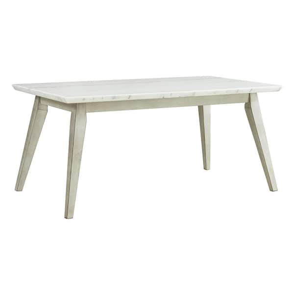 Bette Contemporary White Marble 66 in. 4 Legs Dining Table with 4 Seating Capacity