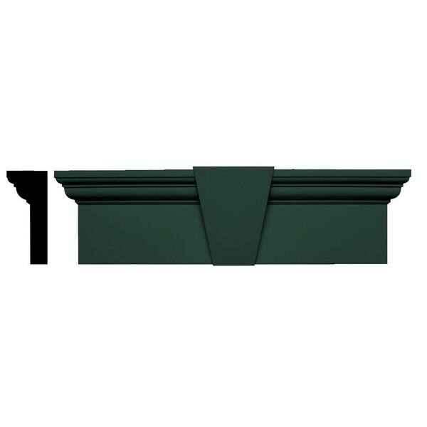 Builders Edge 3-3/4 in. x 9 in. x 33-5/8 in. Composite Flat Panel Window Header with Keystone in 122 Midnight Green