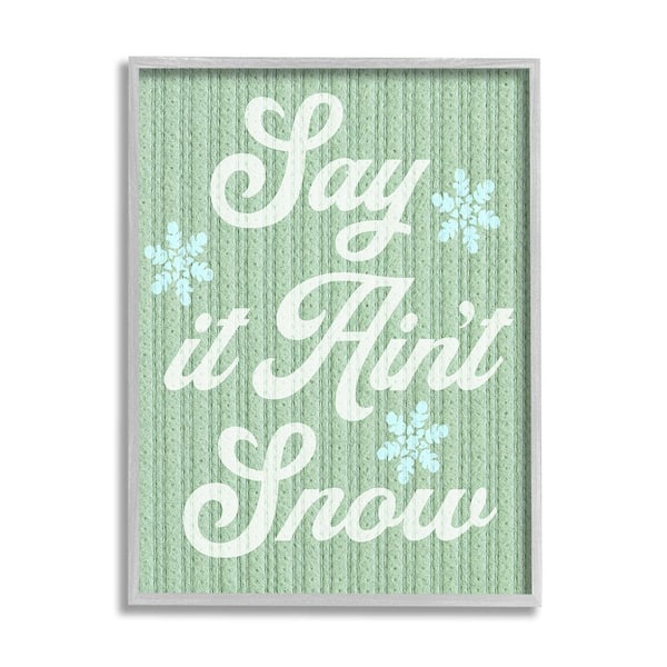 Stupell Industries Green Say It Ain't Snow by Lil' Rue 1 Piece Framed Graphic Print Typography Poster Art Print 14 in. x 11 in.