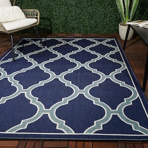 Details about   Durable Trellis Kitchen Utility IN & OUT Door Runner Rugs Navy Blue Anti Slip 