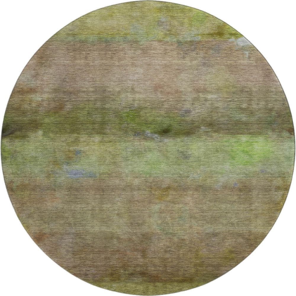 Mayfield Premium Machine Washable Abstract AMF2311 Olive 8 ft. x 8 ft. Round Rug price history on PriceWatchPro