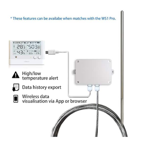 UbiBot WS1 Cloud-based WIFI Temperature Sensor, Wireless 2.4GHZ Temperature  and Humidity Monitor WS1 Pro - The Home Depot