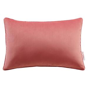 Enhance Blossom Solid French Piping 12 in. x 18 in. Lumbar Performance Velvet Throw Pillow