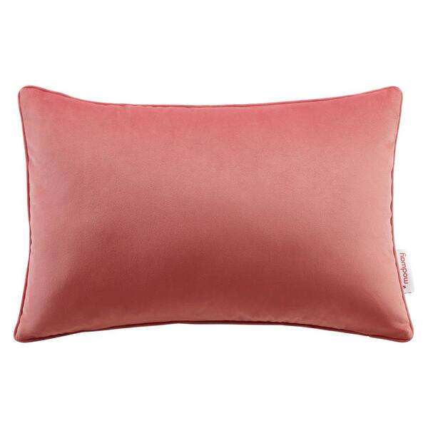 MODWAY Enhance Blossom Solid French Piping 12 in. x 18 in. Lumbar Performance Velvet Throw Pillow