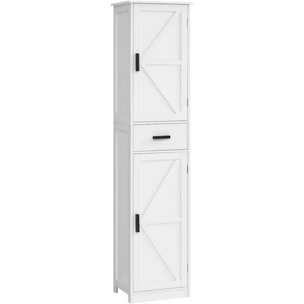 Clavie 11 in. W x 15 in. D x 66 in. H White Linen Cabinet with 1-Drawer and 2-Doors and 6 Shelves