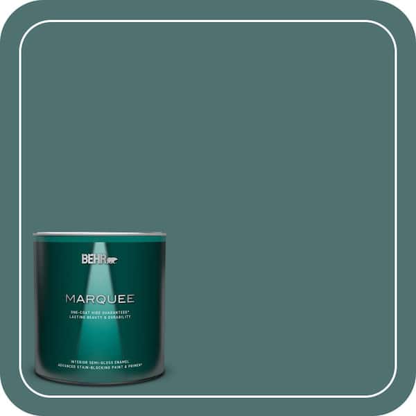 BEHR MARQUEE 1 qt. #S440-6 Tealish Semi-Gloss Enamel Interior Paint & Primer