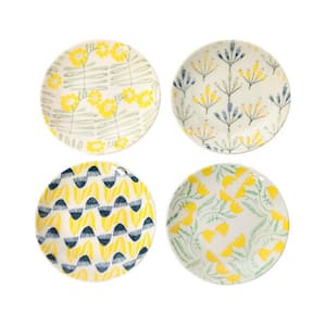 Multicolor Hand Stamped Stoneware Plate (Set of 4)