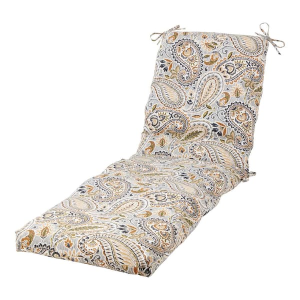 23 in. x 73 in. Outdoor Chaise Lounge Cushion in Arctic Paisley
