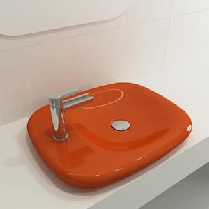 Fenice 21.75 in. Vessel Fireclay 1-Hole Bathroom Sink in Orange