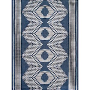 Ranya Tribal Navy 5 ft. x 8 ft. Indoor/Outdoor Area Rug