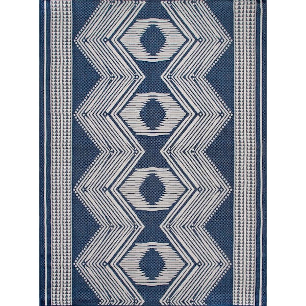 Ranya Tribal Navy 5 ft. x 8 ft. Indoor/Outdoor Area Rug