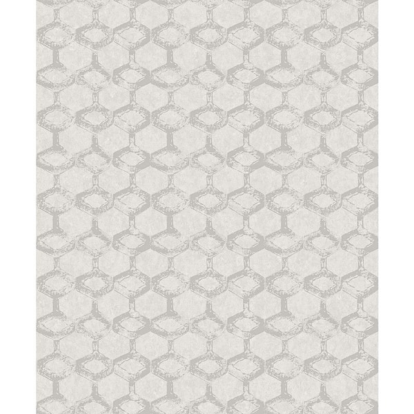 A-Street Prints Grey Besi Silver Tiled Wallpaper Sample