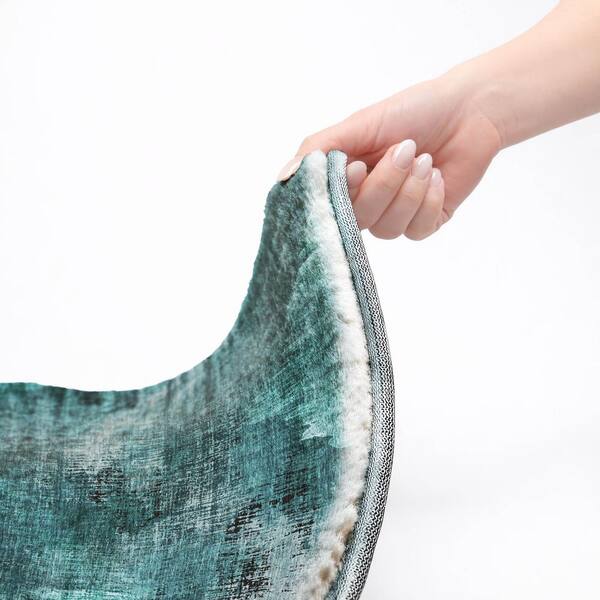 Dream Shag Premium Machine Washable Abstract ADS792 Teal 5 ft. x 7 ft. 6 in. Area Rug